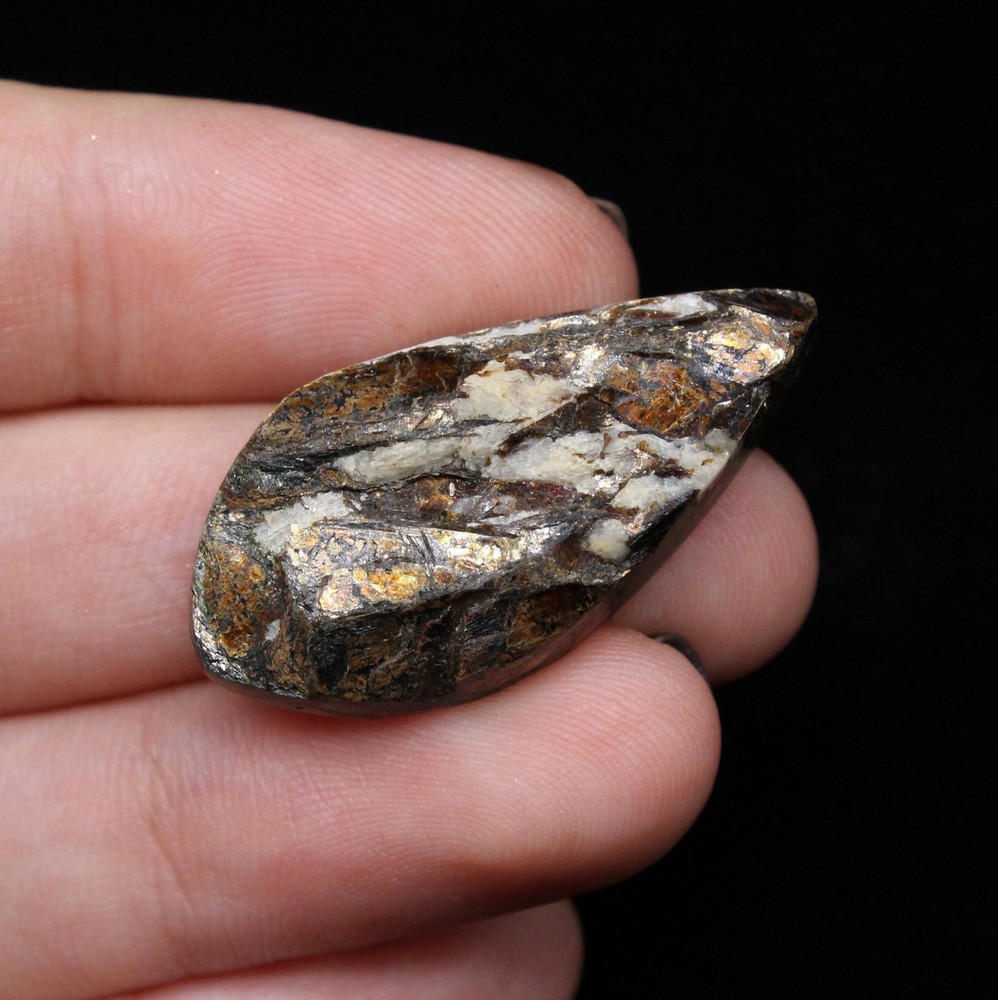 Natural Astrophyllite with Albite Raw surface marquise cabochon