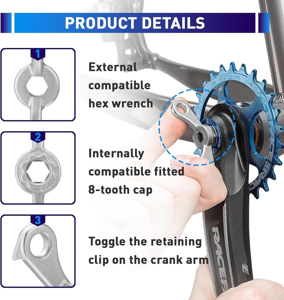 KOTESLLOE Crank Adjusting Cap Tool, Bike Removal Tool for Silver