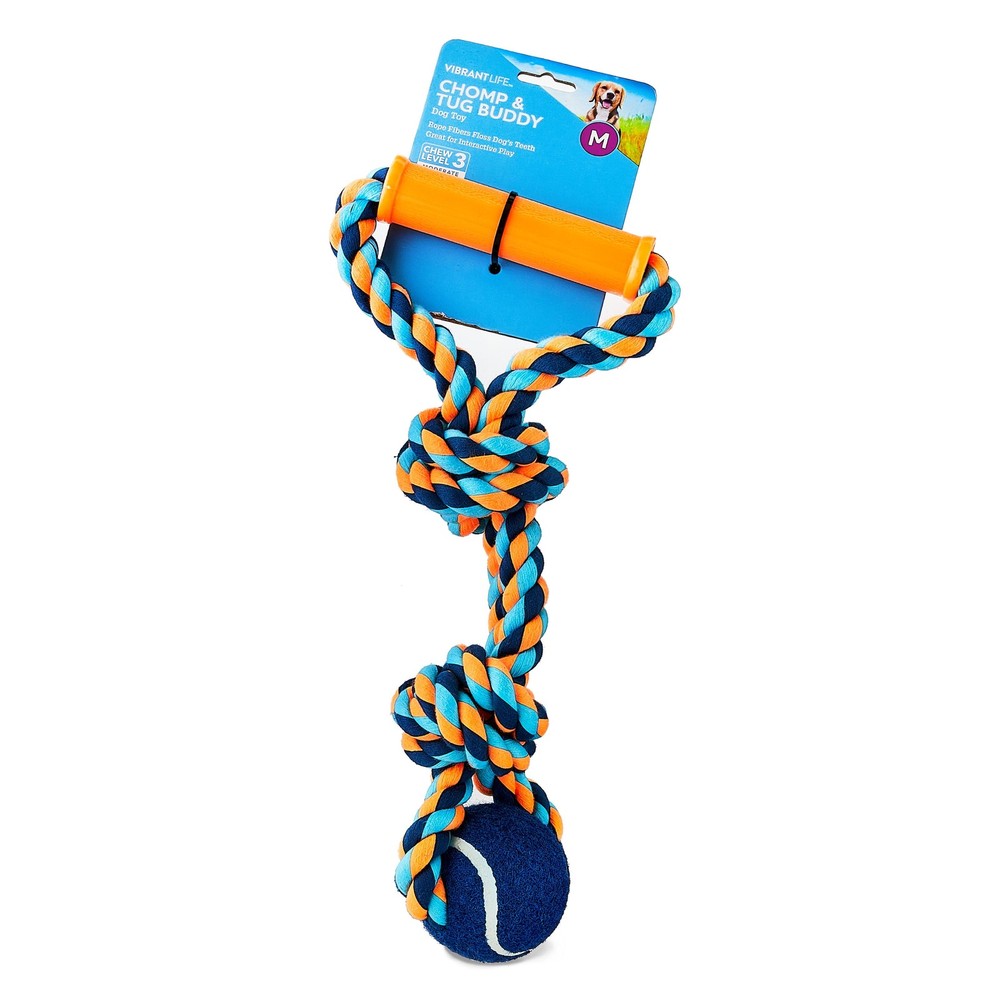 Rope Toy Blue Medium For Moderate Chewers Durable Cotton Interactive