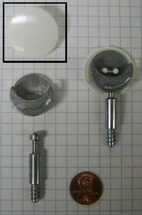 HETTICH 'ELITE 25' COVER CAP FOR ECCENTRIC CONNECTING FITTING, WHITE PLASTIC