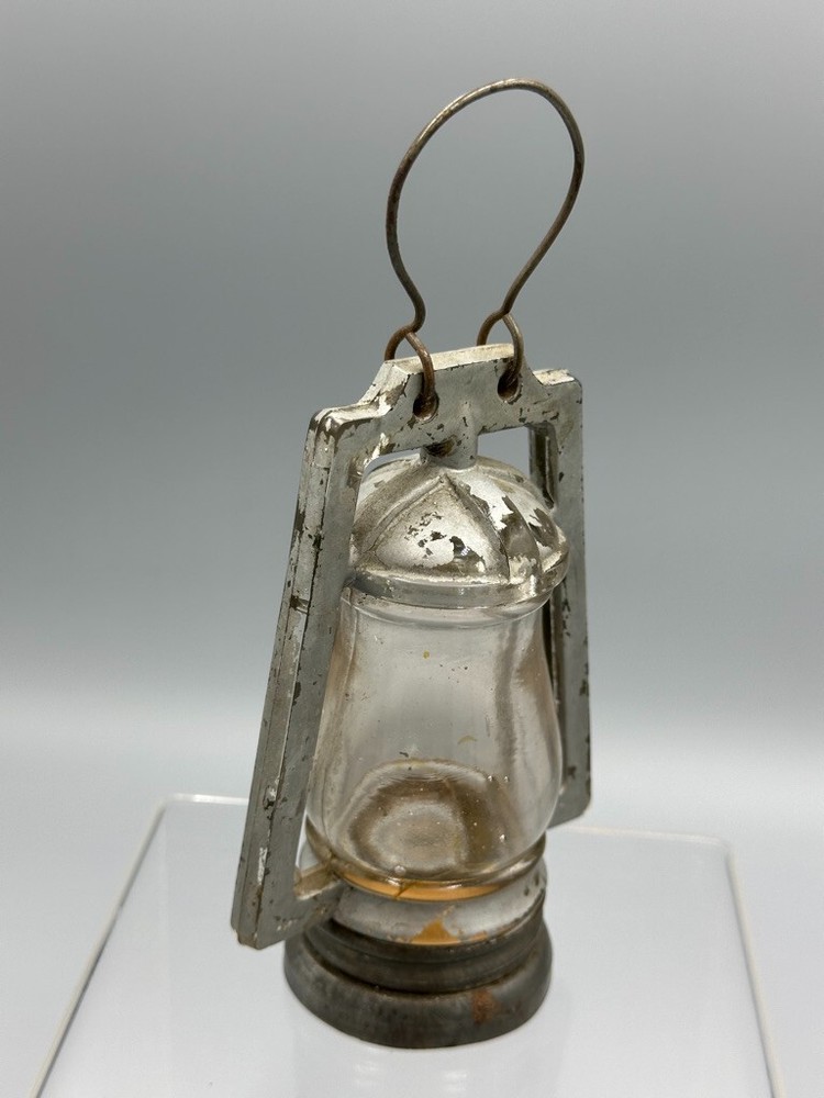 c. 1910 Barn Type 1 LANTERN Glass with Silver Paint CANDY CONTAINER A&E 426