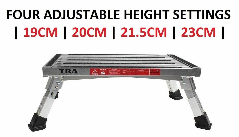 Caravan RV Lightweight Compact Folding Platform Step Adjustable Height 19-23cm