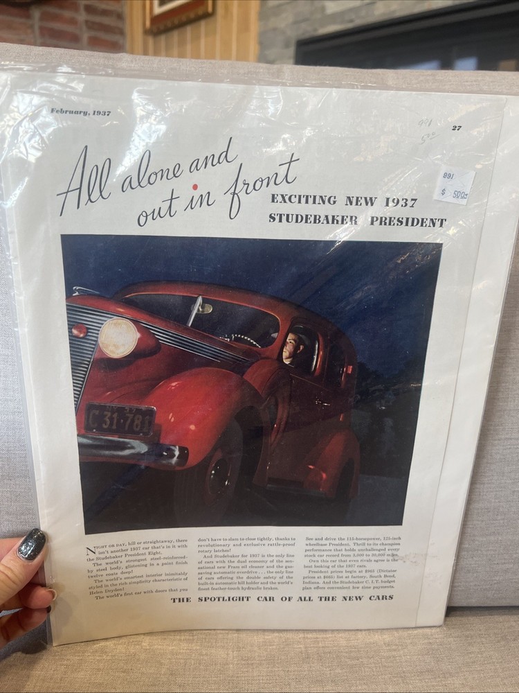 1937 Studebaker Advertisement Vintage Print Ad