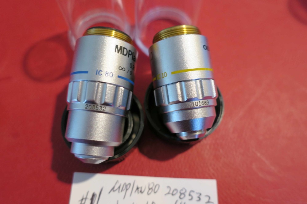 Olympus microscope Lot# 2 MDPlan 10x and 80x Infinity Objectives