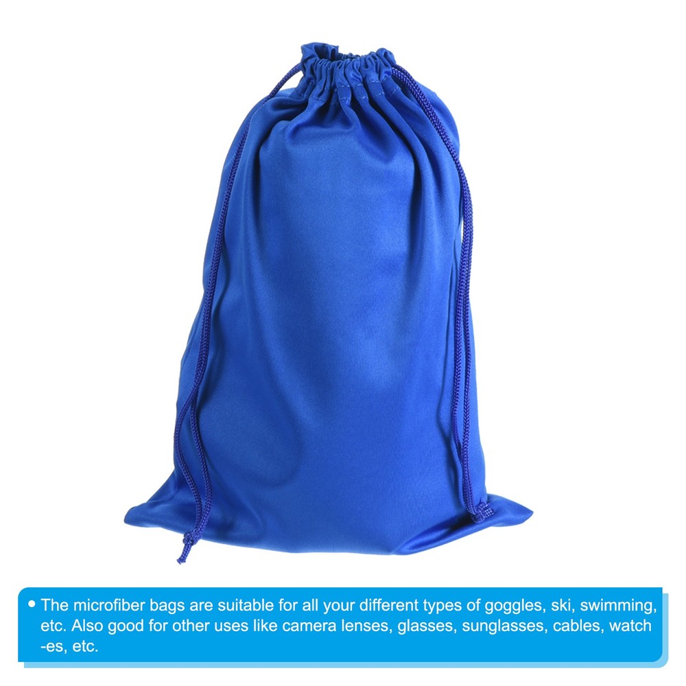 Ski Goggle Bag, Microfiber Snow Goggles Case Drawstring Pouch Blue