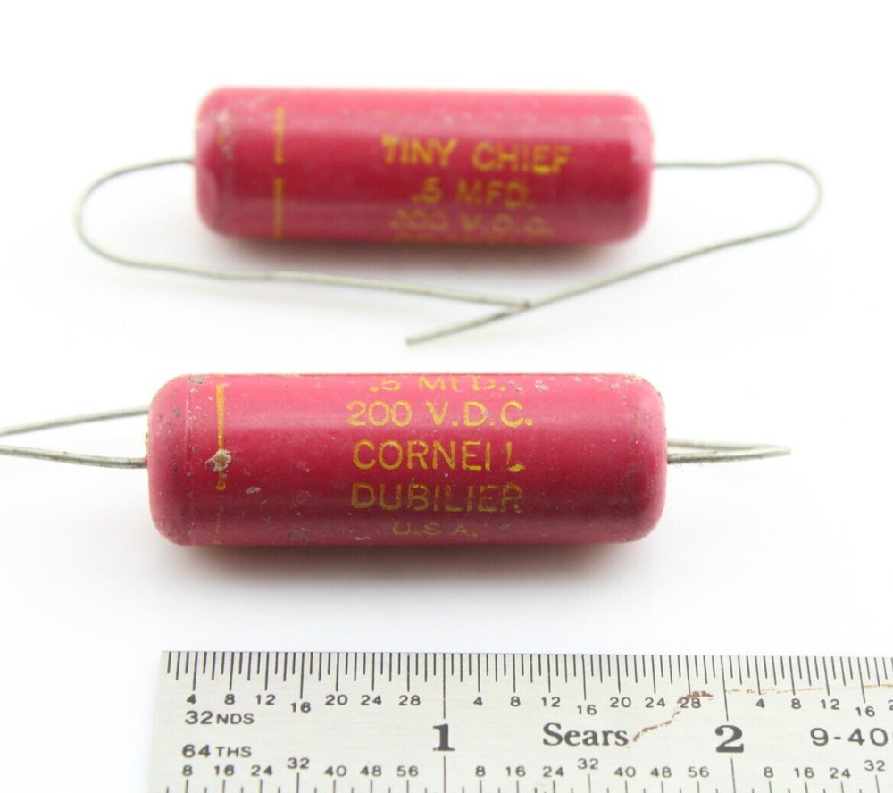 NOS Matched Pair Cornell Dubilier Tiny Chief .5uF 200V DC 5% Capacitors Tested