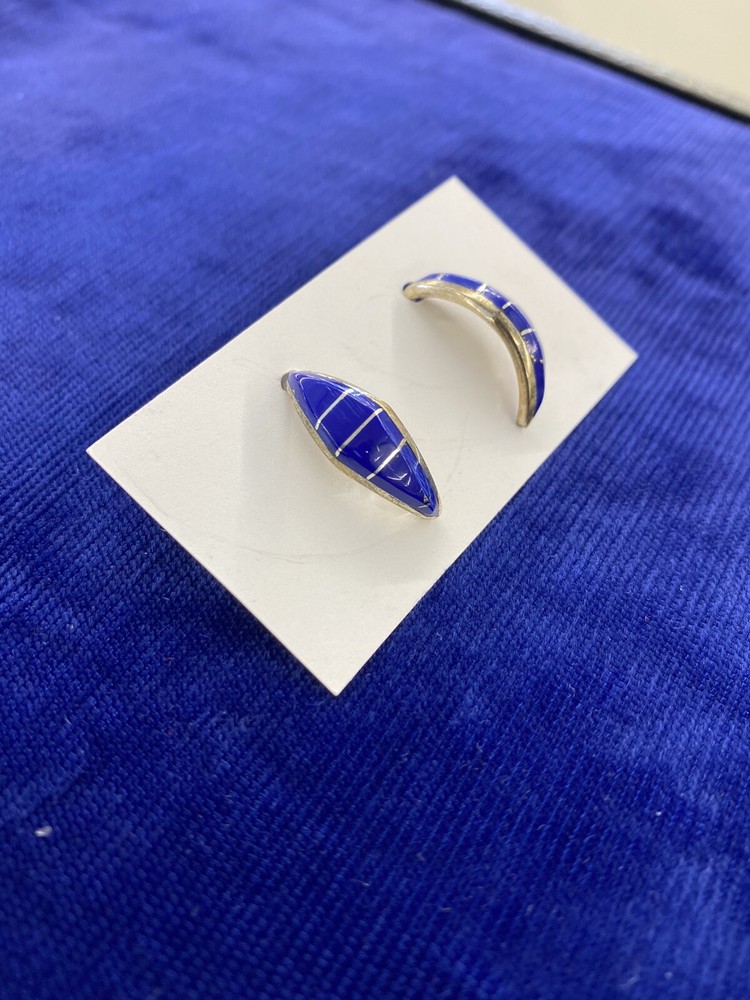 Native American sterling silver and Lapis earrings, please read description