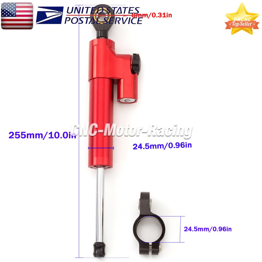 Adjustable CNC Steering Damper Stabilizer Linear Shock Aluminum Motorcycle Red