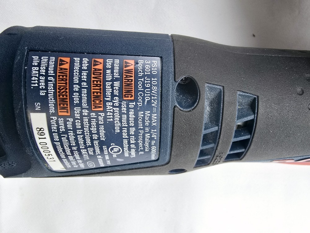 Bosch PS10 10.8V Adjustable Angle Drill Kit 2 Batteries, Charger, Case