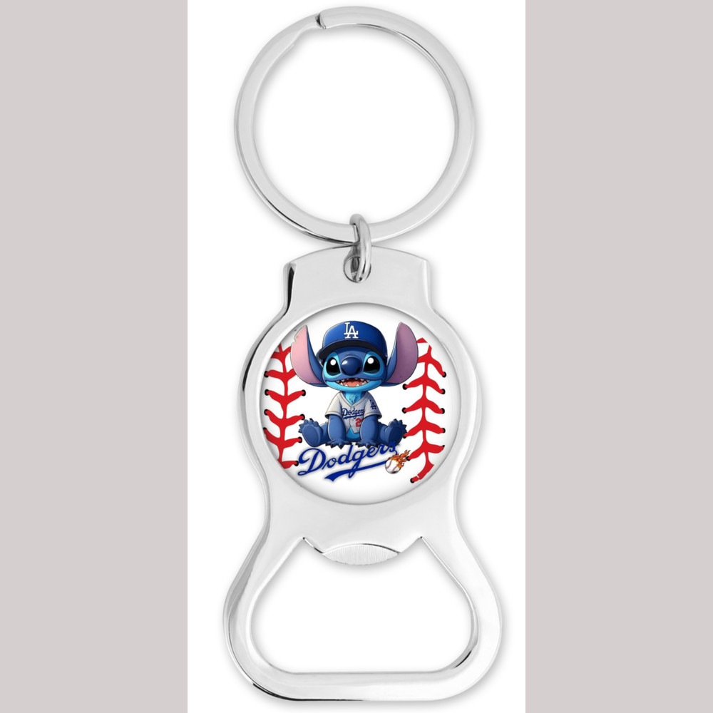 Stitch Dodgers Inspired Bottle Opener Keychain Round