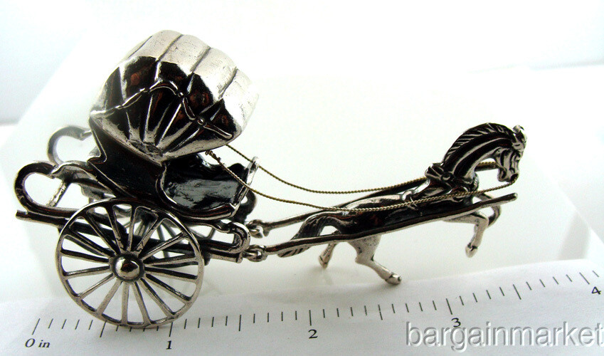 Mini Sterling Silver Horse Carriage Coach & Driver #462