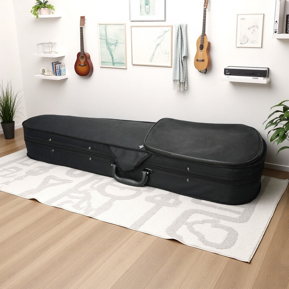 4/4 & 3/4 Violin Hardshell Case - Padded, Silver-Gray Interior, Black Exterior