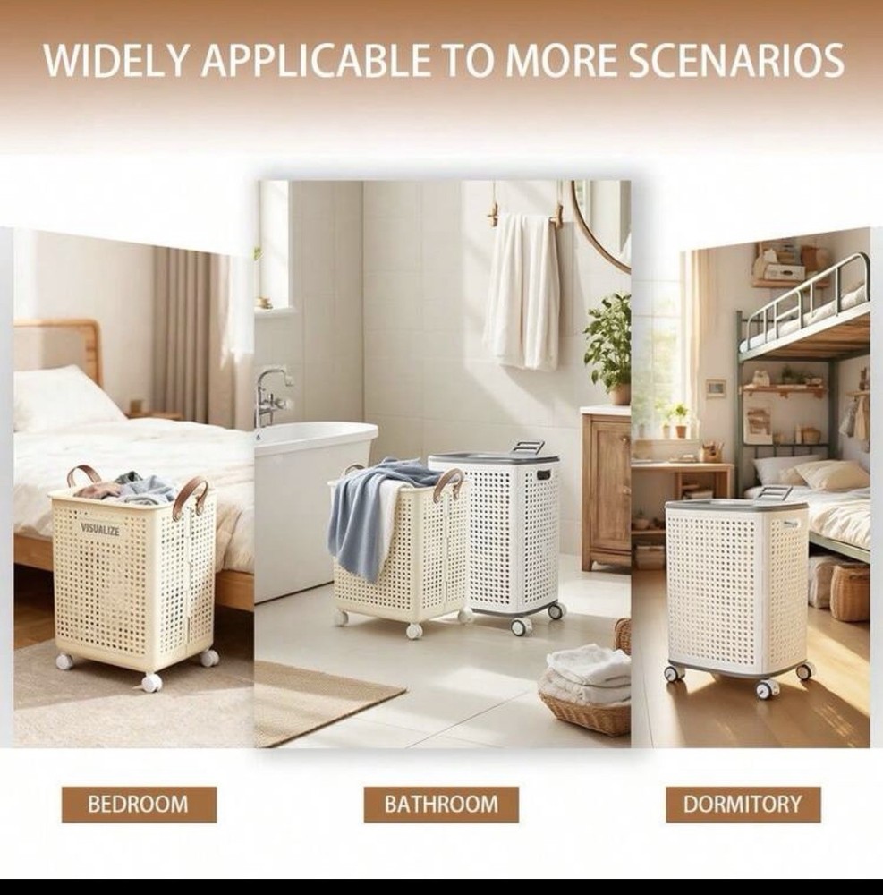 Large Foldable Wheeled Laundry Basket