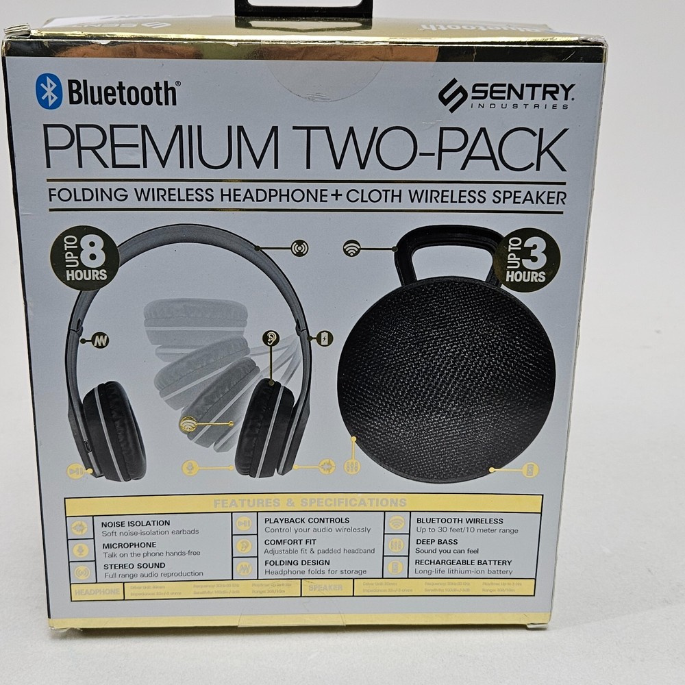 Sentry Platinum Wireless/wired Headphones & Speaker 2 Pack Bluetooth USB