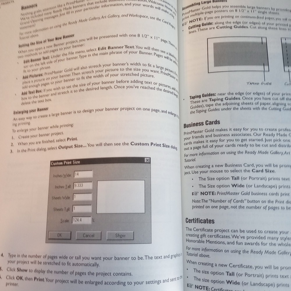 PrintMaster Gold 4.0 by Mindscape User's Guide Paperback Black & White 1997