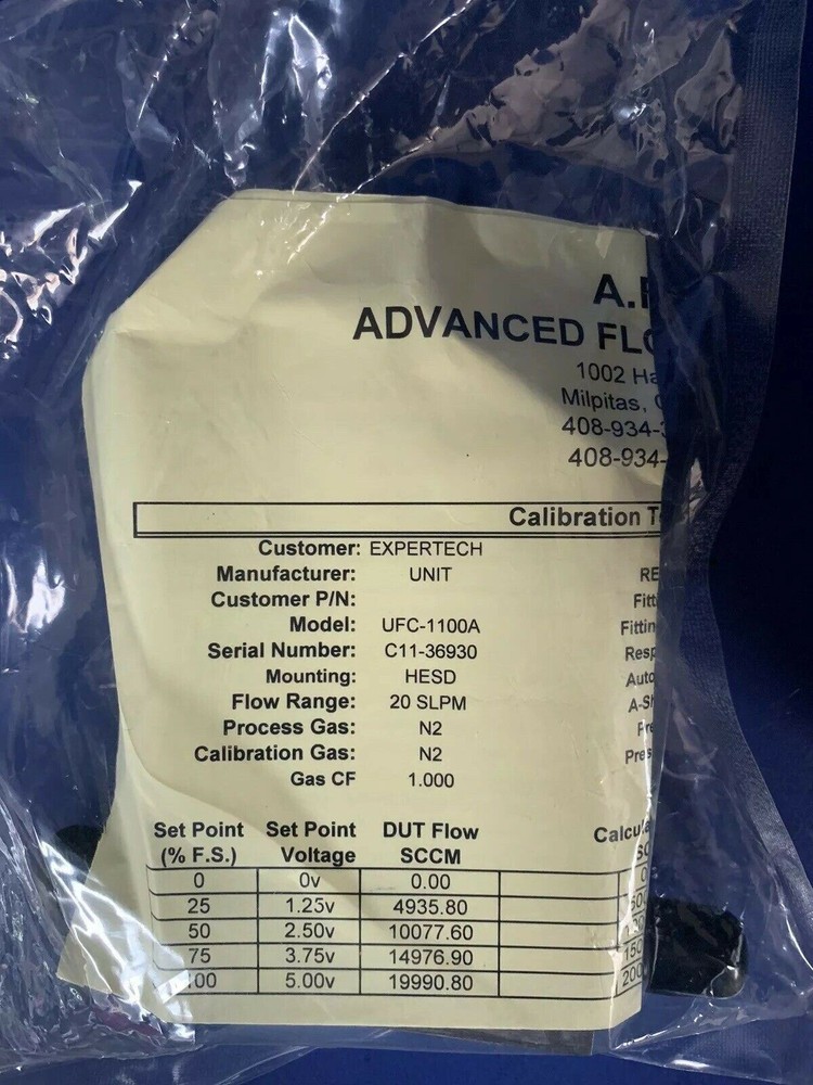 Unit UFC-1100A Mass Flow Controller, N2, 20 SLPM, Refurbished
