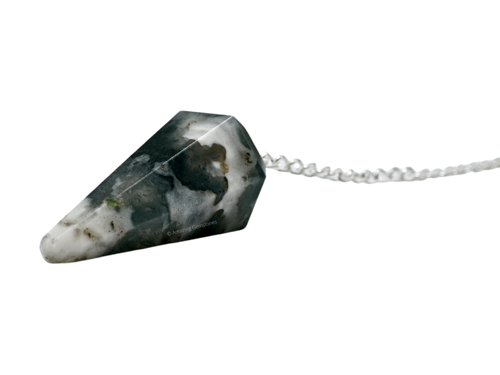 Moss Agate Dowsing Crystal Pendulum