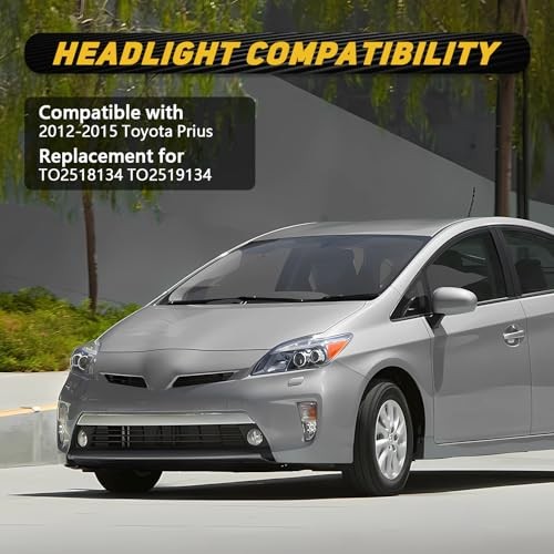 Headlight Assembly Compatible with 2012-2015 Toyota Prius Replacement for