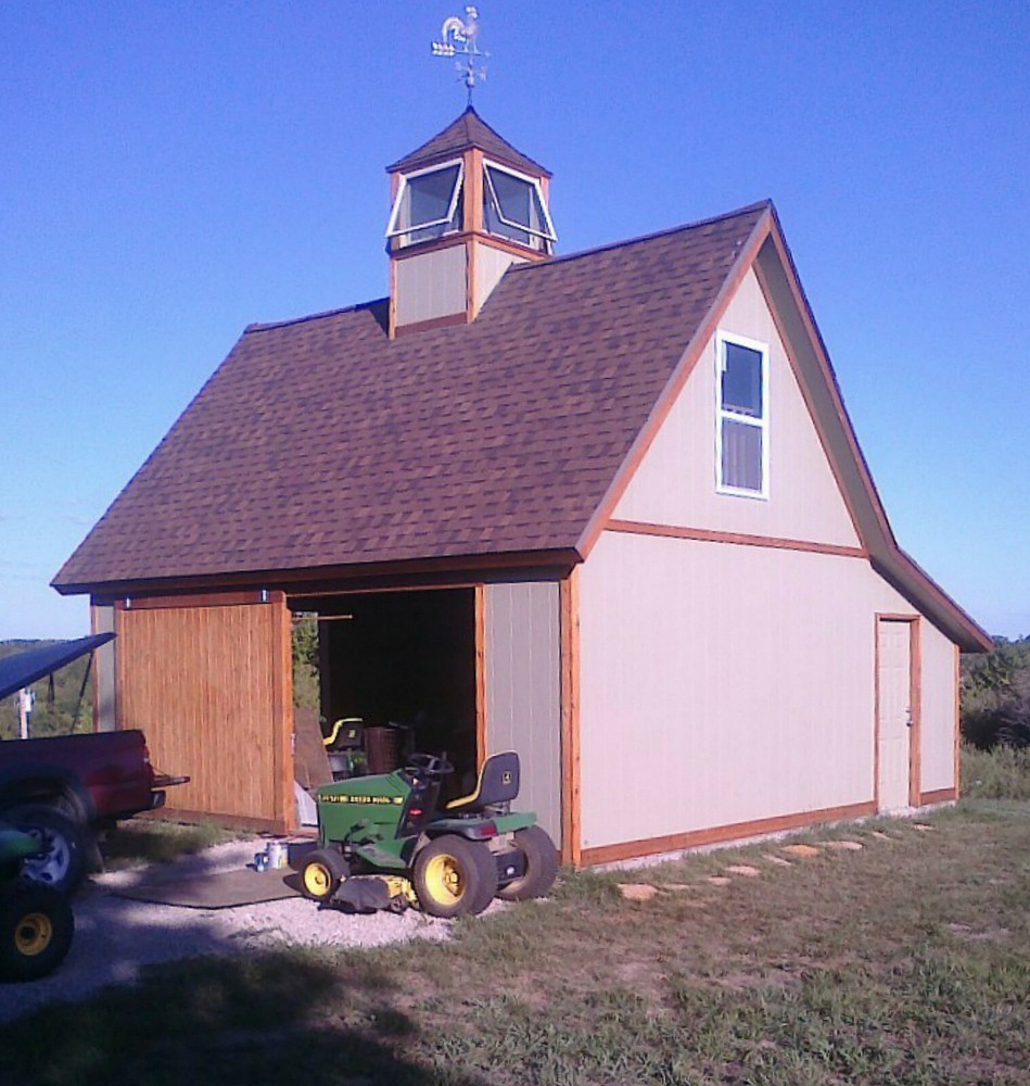 Two Backyard Mini-Barn Plans - Complete Pole-Barn Construction Blueprints (B12)