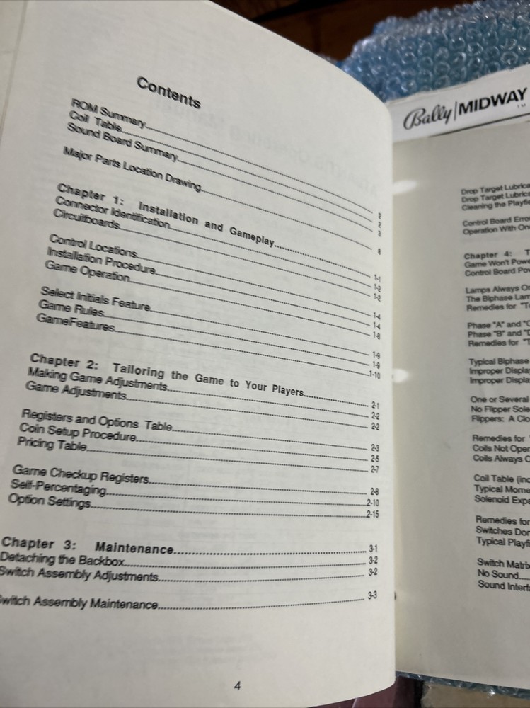 Missing back cover, original Atlantis Bally pinball MACHINE manual