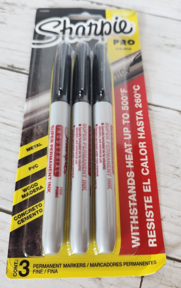 Sharpie Pro Industrial Black Permanent Markers 3pc