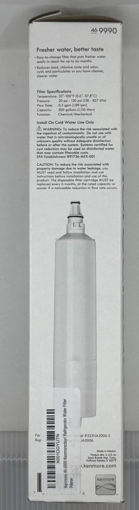 2 PACK Kenmore 9990 46-9990 Replacement Refrigerator Water Filter