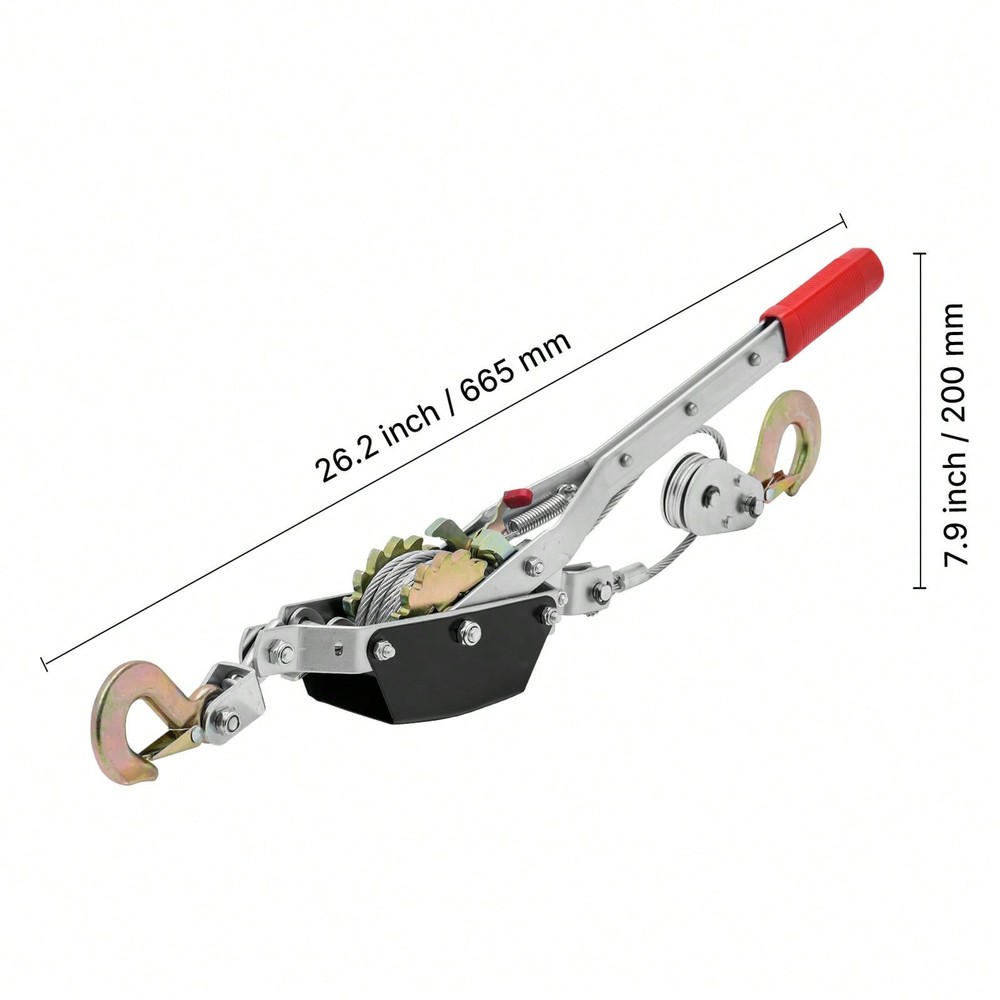 Winch, 2 Ton (4,409 Lbs) Pulling Capacity, 12 Ft Steel Cable, 2 Hooks,