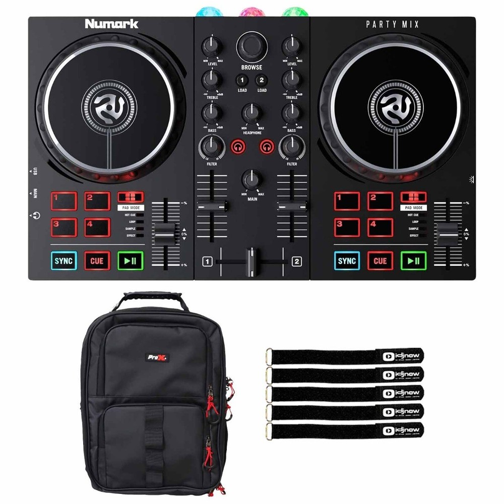 Numark Party Mix II Built-In Light Show DJ Controller with Backpack