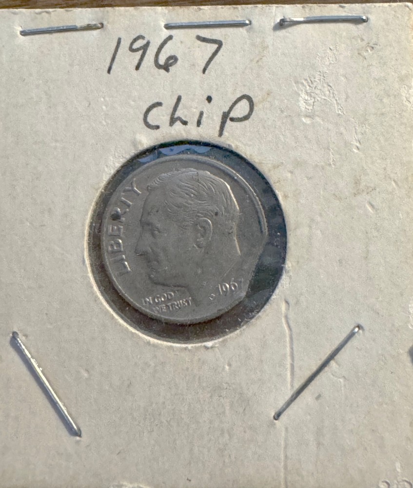 1967 CLIPPED ERROR Roosevelt Dime