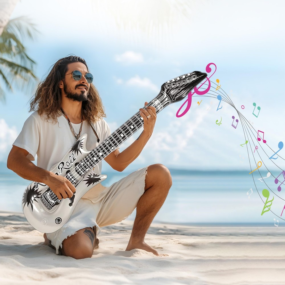 Silver Inflatable Guitar | Prop | Blow Up Standard,