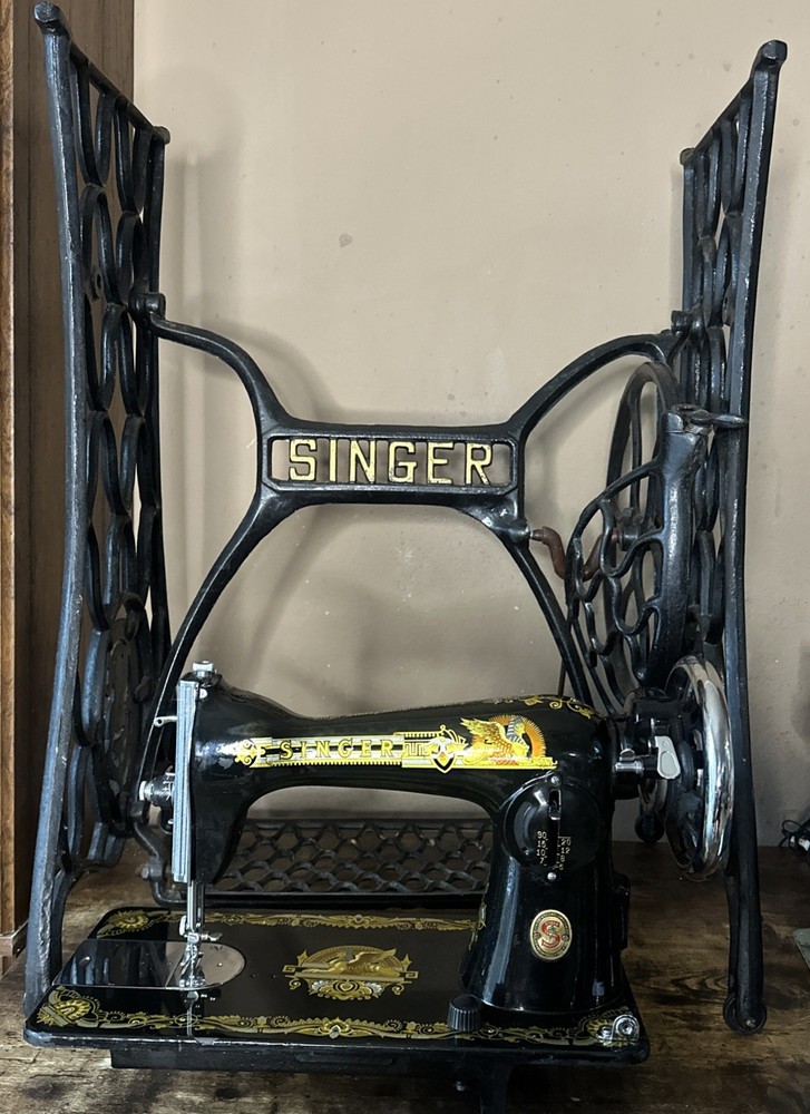 Antique SINGER Egyptian Style Sphinx Sewing Machine Set