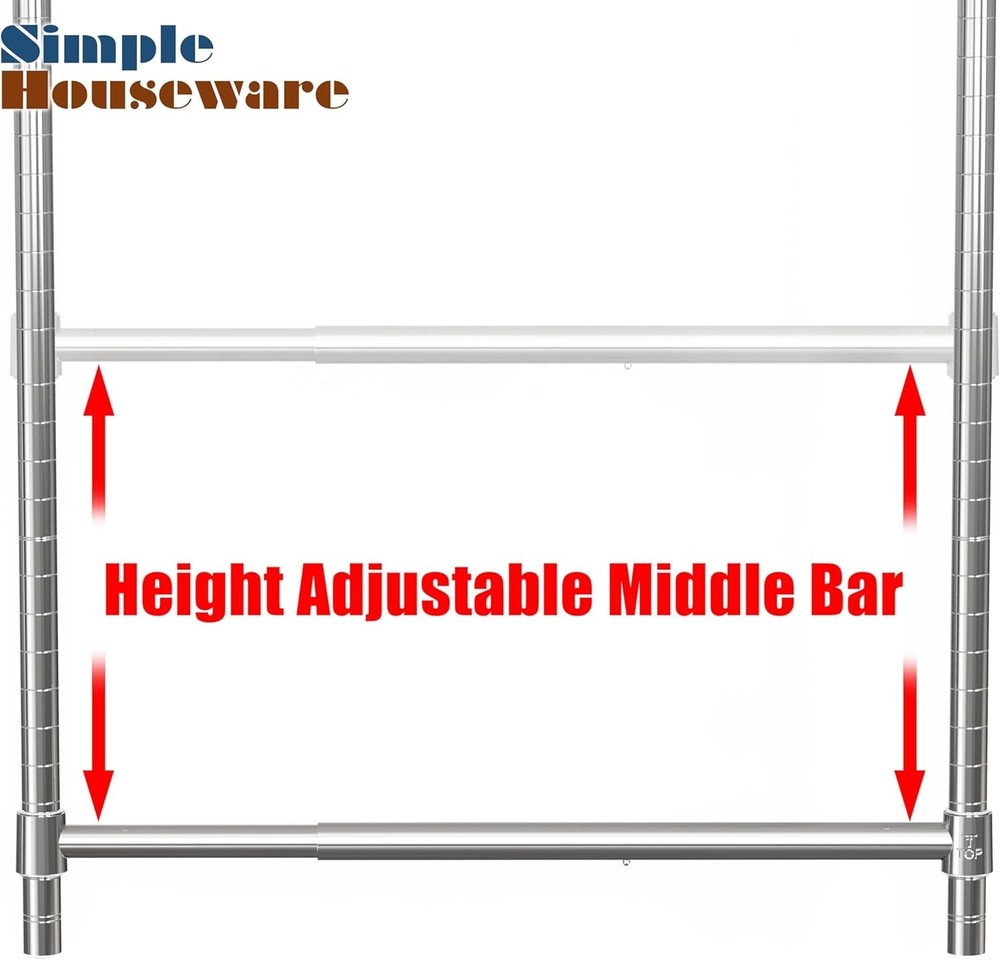 Adjustable Closet Hanging Rod, Chrome