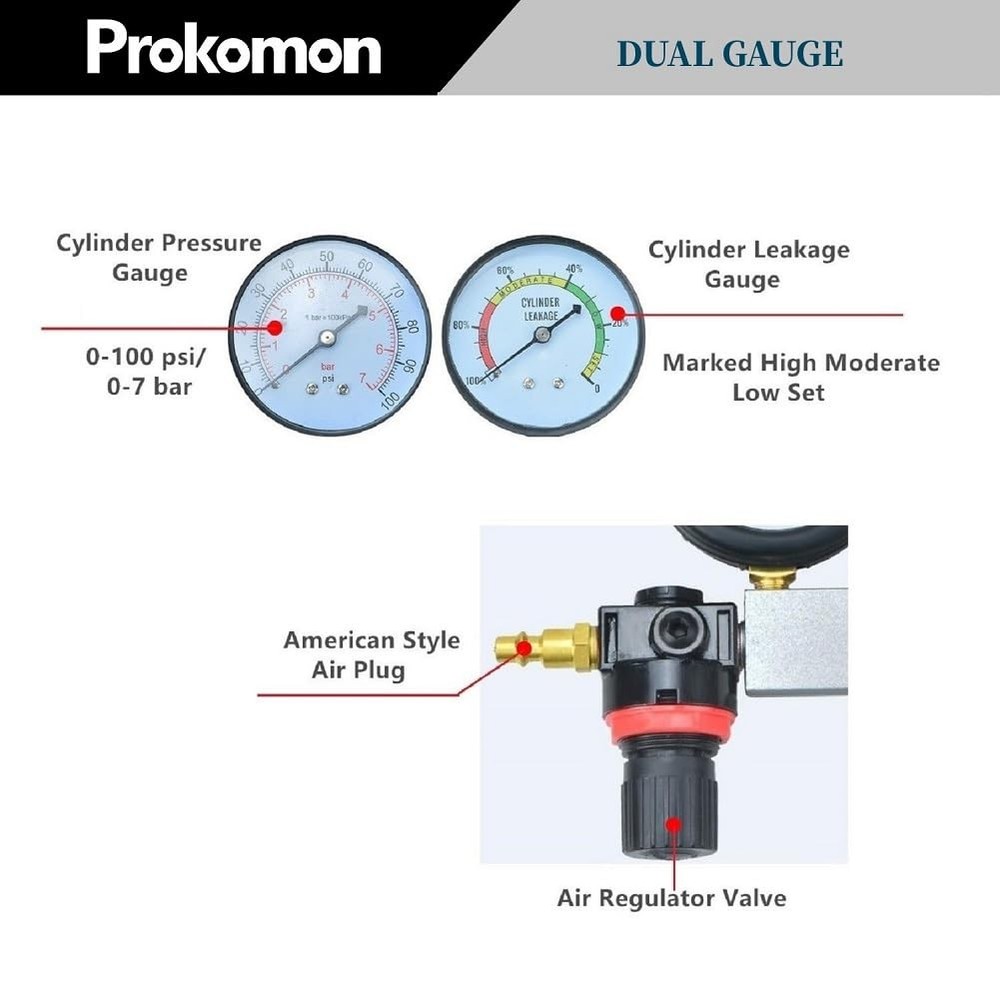 Prokomon Engine Cylinder Leak Down Tester KitGasoline Engine Leakdown Tester ...