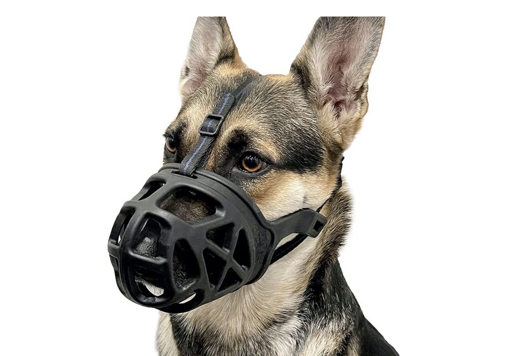 BARKLESS Dog Muzzle, Basket Muzzle for Biting, Chewing and Scavenging (L, Black)