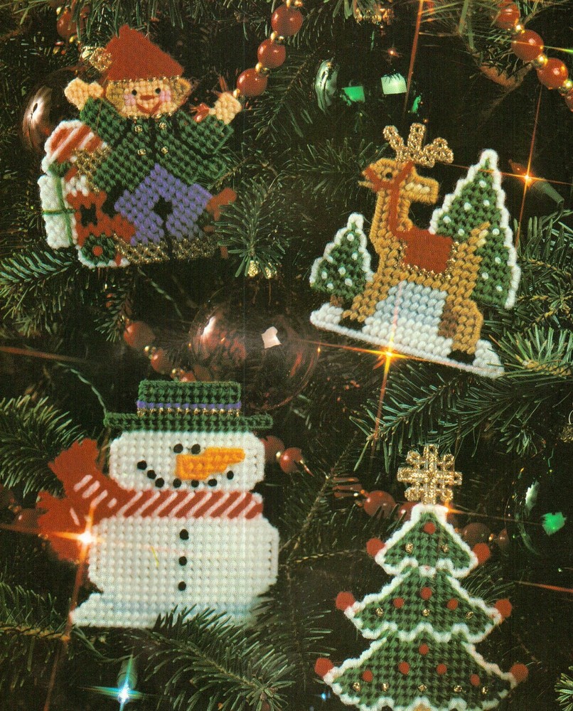 DECK THE TREE 8 ORNAMENTS CHRISTMAS PLASTIC CANVAS PATTERN INSTRUCTIONS