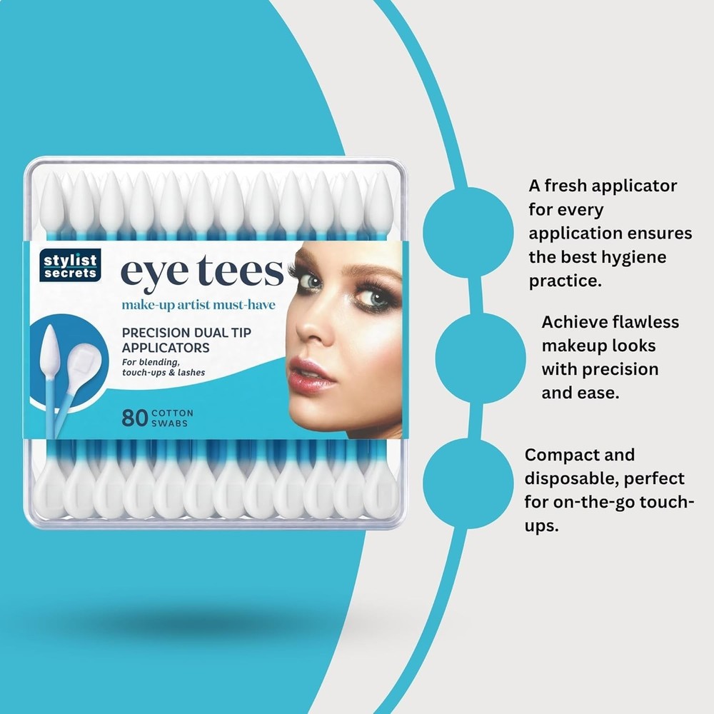 EYE TEES COTTON TIPS 80 Count (2 PACK) - Precision Makeup Applicator