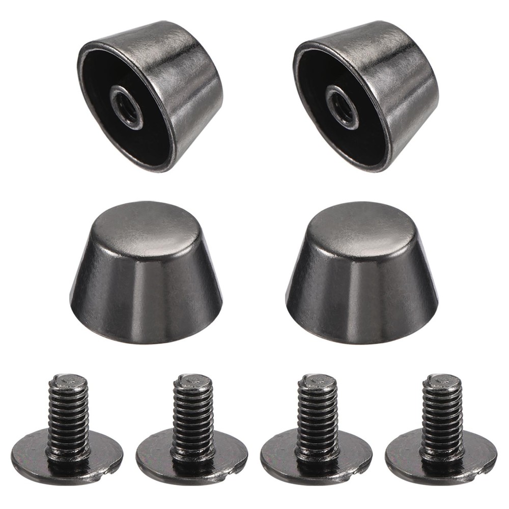 12x7mm Rivet Studs Screw Back Flat Cable Feet Stud Dark Grey 4pcs