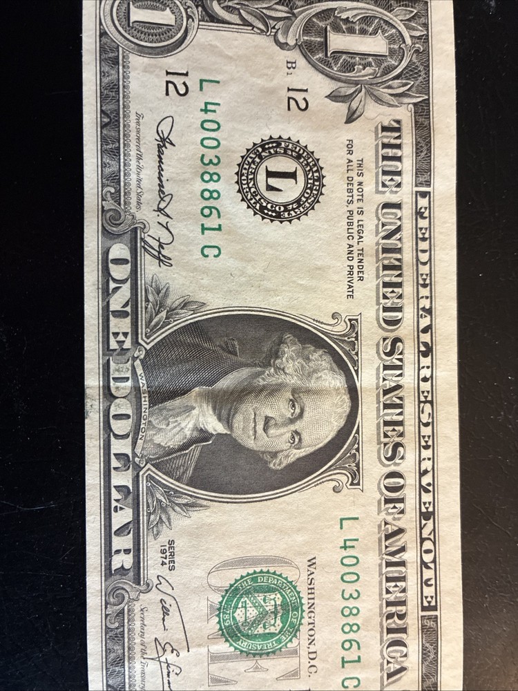 1974 $1 Dollar Bill-Cutting Error & Misaligned