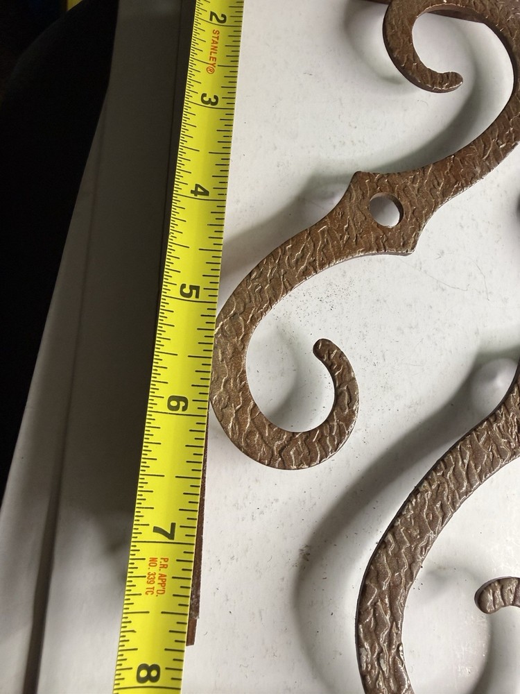 Vintage Hammered Steel Shelf Brackets Rustic Scroll Wall Mount Pair