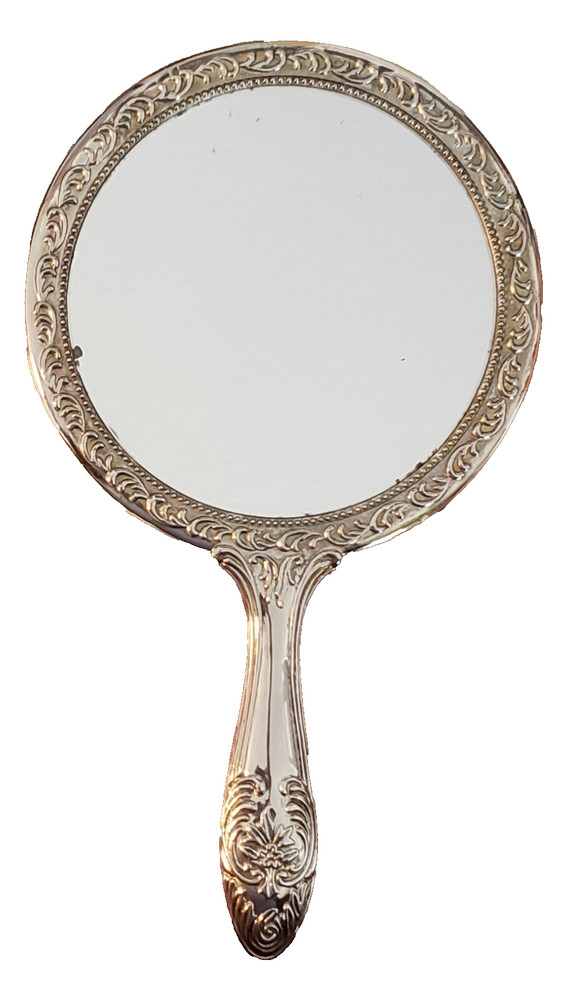 Hand Held Mirror Silver Plated Vintage