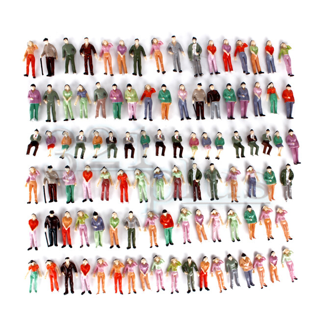100 pcs O Scale People Figures Scale 1:48 Miniatures Sitting Standing Human Mini