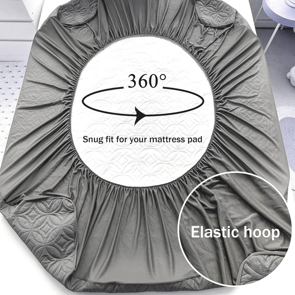 Full Size 54"x75" Waterproof Mattress Protector, Soft Bed Grey