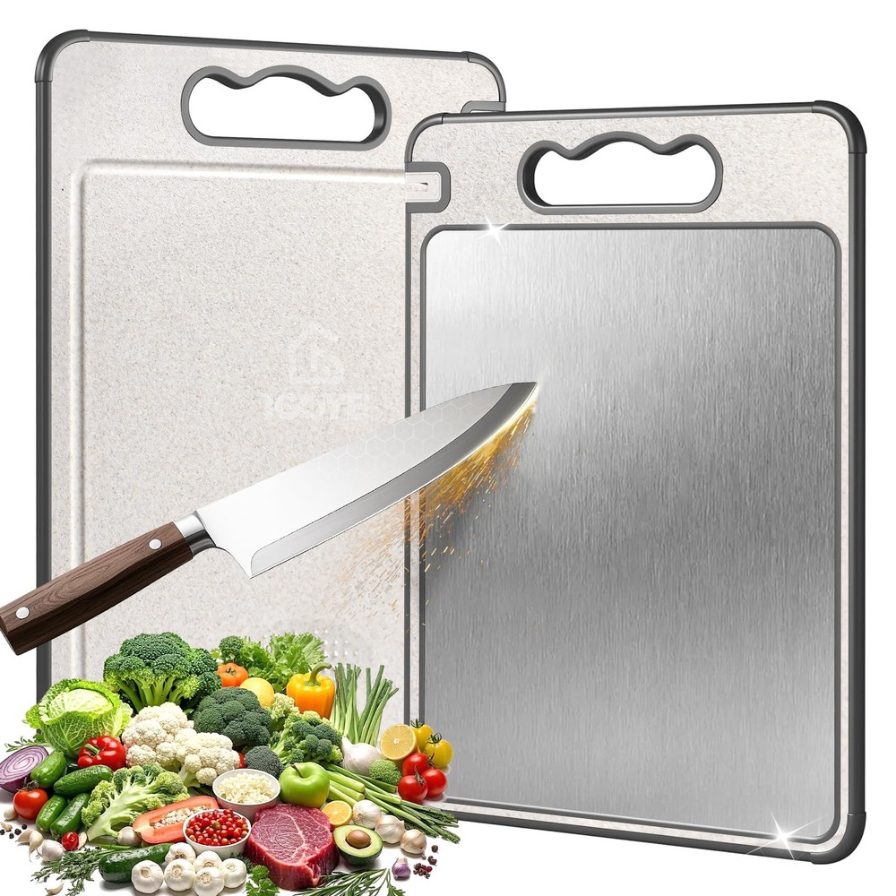 Titanium Cutting Board, Double Sided Chopping Board for Kitchen, Non Toxic Non S