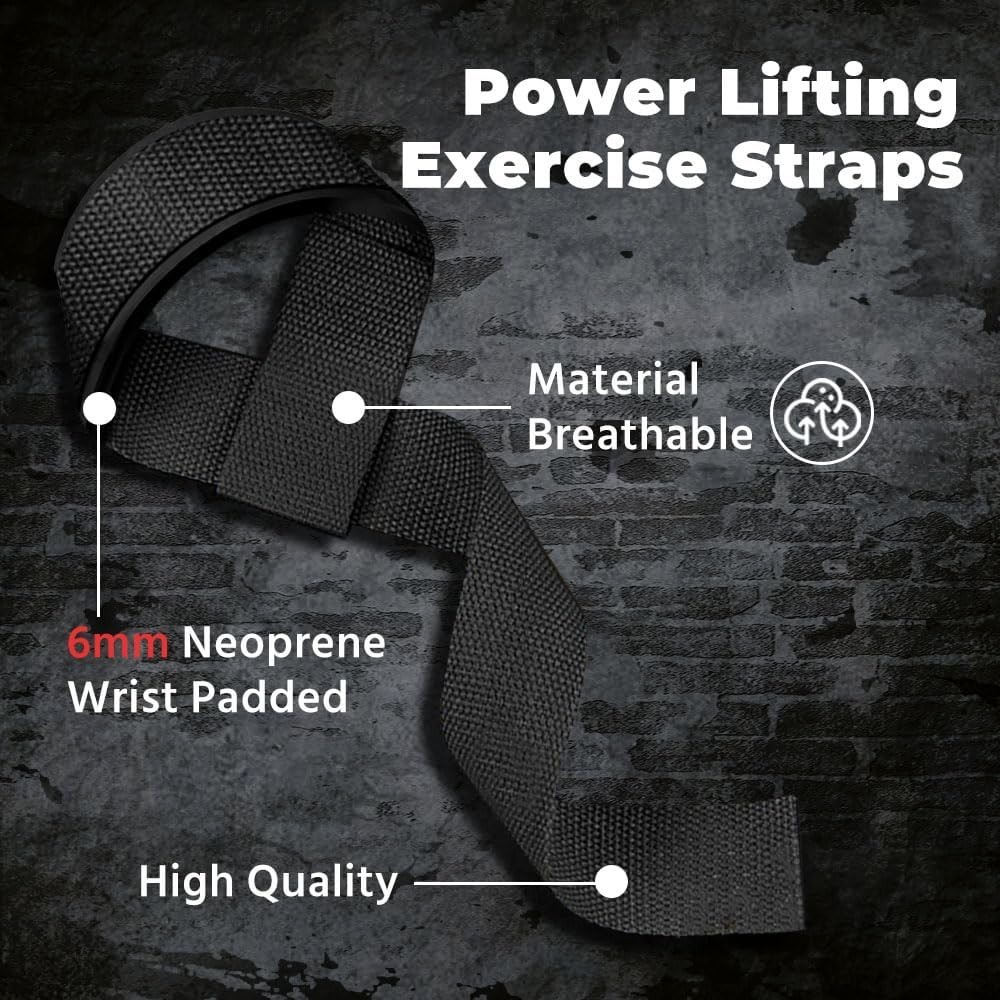 Durable Black Lifting Straps with Wrist Support for Ultimate Workout Efficiency