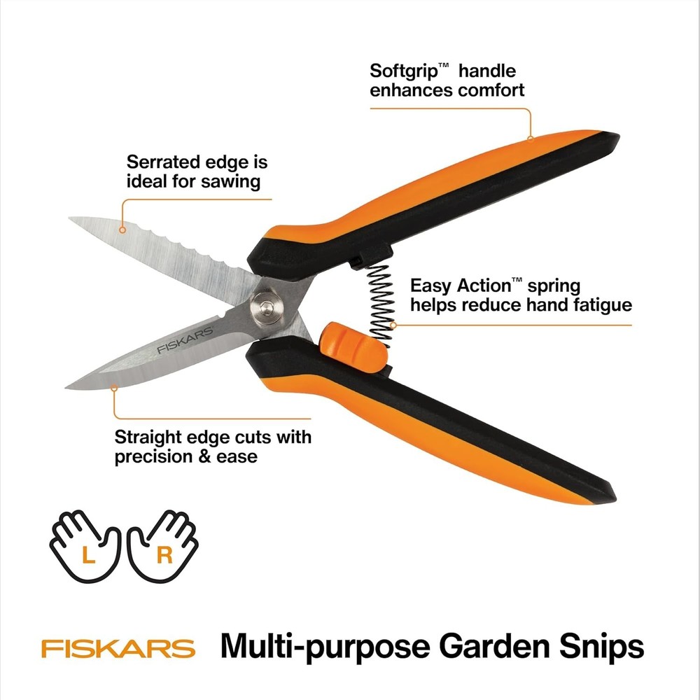 Fiskars® Multipurpose Garden Snips (8") Advanced 3-in-1 Blade Technology