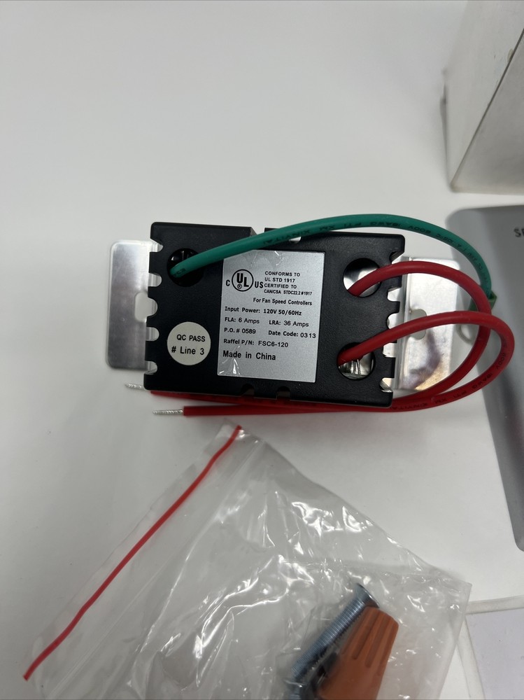 RAFFEL 385031 SOLID STATE SPEED CONTROL SWITCH FAN WALL MOUNT CONTROLLER 120V 50