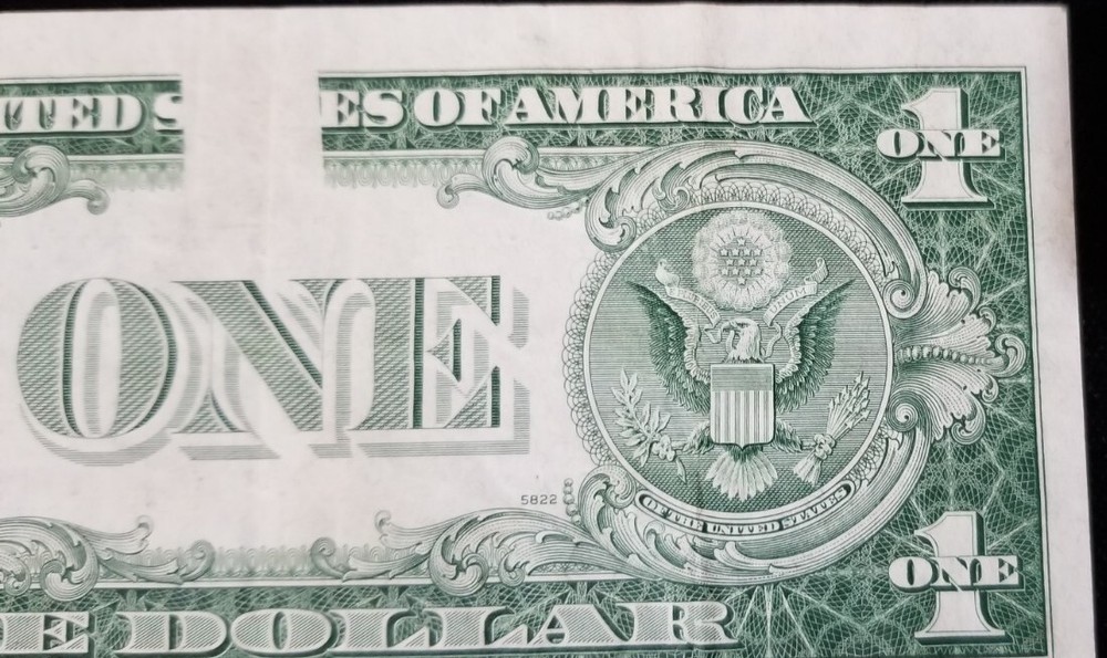 US 1 DOLLAR SILVER CERT. BACK PLATE ERROR