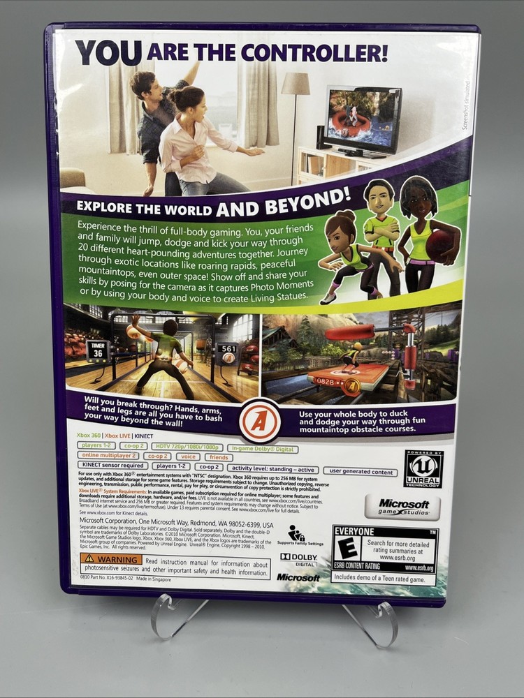 Xbox 360 Kinect Sensor 2 Game Bundle Kinect Adventures & Carnival Games TESTED