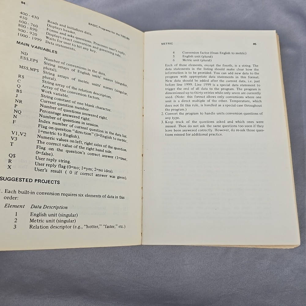 Vintage Radio Shack Computing TRS-80 Programs Book and Operation Manual