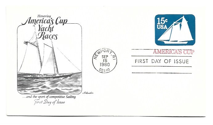 U598 America's Cup Embossed Envelope Artmaster FDC